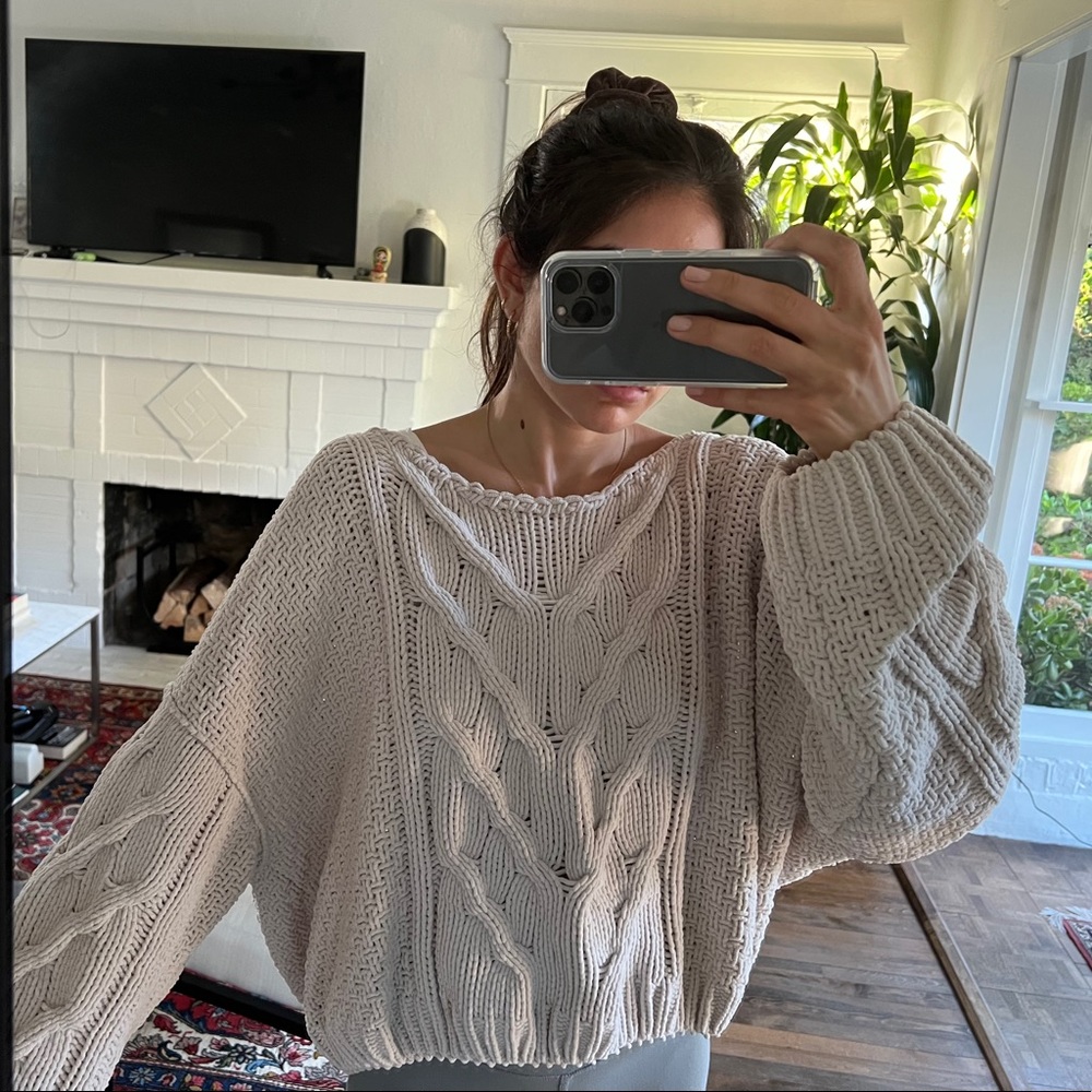 Free People Oversized Beige Sweater size medium
